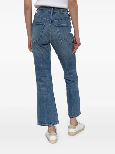 Tory Burch Cropped Flare Jeans With Classic Blue Wash And Five-pocket Design In Blue