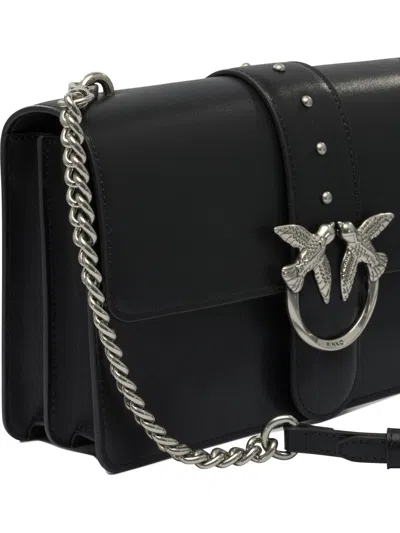 Pinko Rectangular Chain Strap Shoulder Bag With Metal Hardware And Front Embellishment