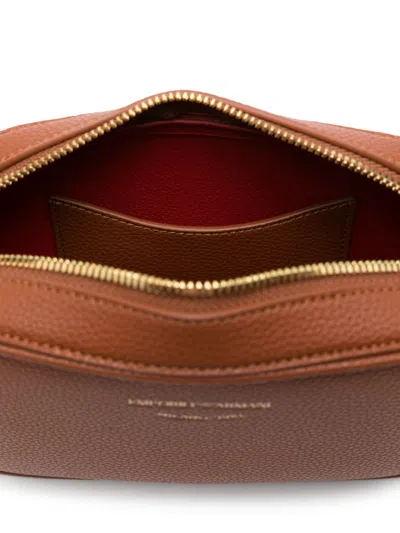 Emporio Armani Calf Leather Shoulder Bag In Brown