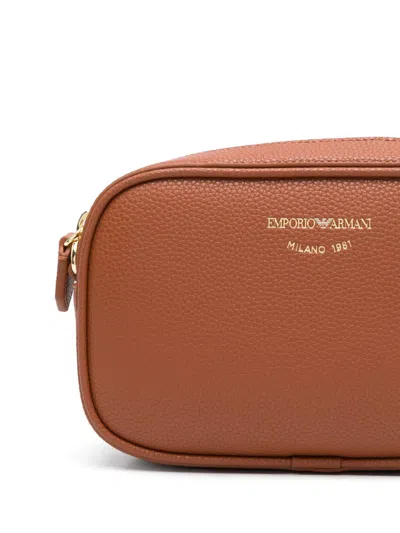Emporio Armani Calf Leather Shoulder Bag In Brown