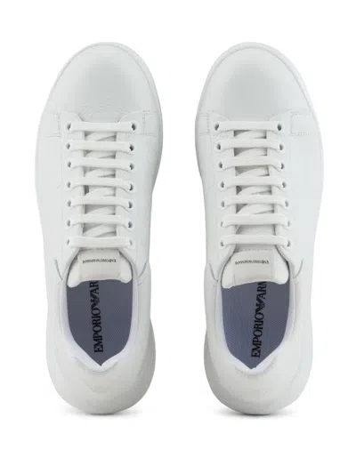 Emporio Armani Exclusive Cruelty Free Leather Sneakers In White