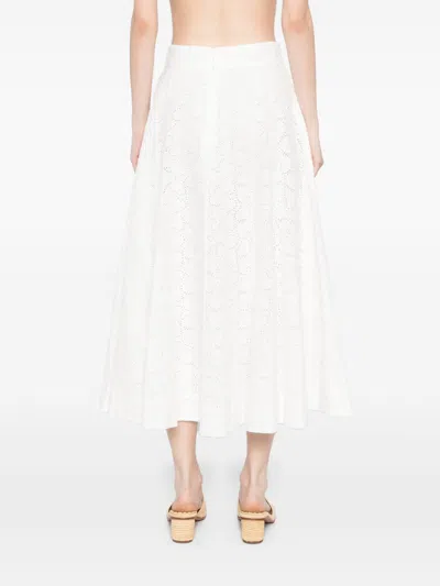 Zimmermann Crush Cotton Midi Skirt In White