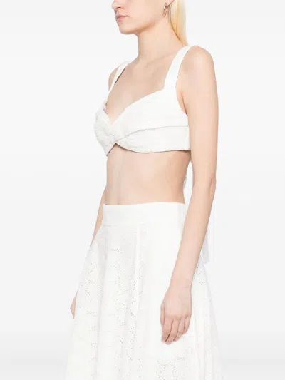 Zimmermann Mini Cotton Bralette With Bow Detailing In White