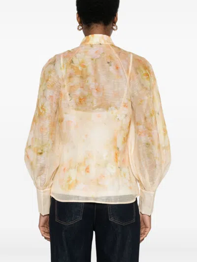 Zimmermann Crush Printed Linen Shirt In Multi