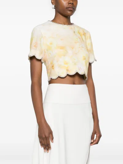 Zimmermann Crush Printed Linen Top In Multi