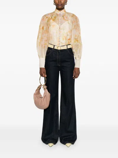 Zimmermann Crush Printed Linen Shirt In Multi