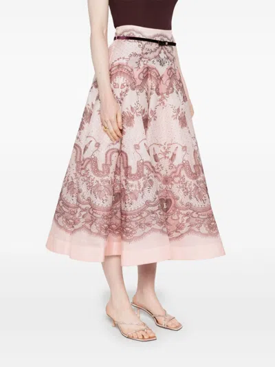 Zimmermann Crush Flared Midi Skirt In Multi
