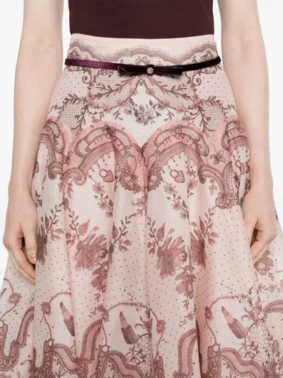 Zimmermann Crush Flared Midi Skirt In Multi