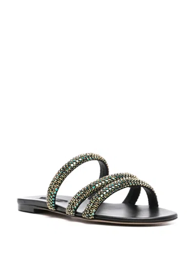 Casadei Crystal Embellished Sandals In Black