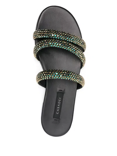 Casadei Crystal Embellished Sandals In Black