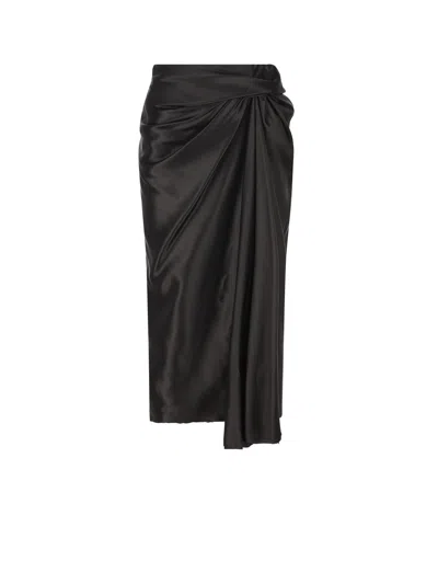 Balenciaga Cupro Skirt With Draperies In Multi