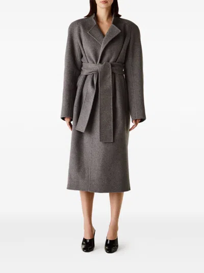 Khaite Belted Wool Single-breasted Coat In Multi