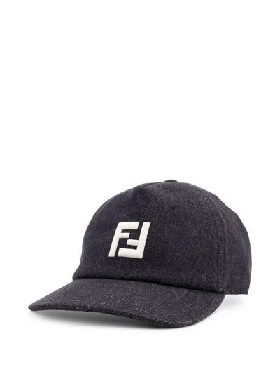 Fendi Men Denim Baseball Hat With Logo Embroidery