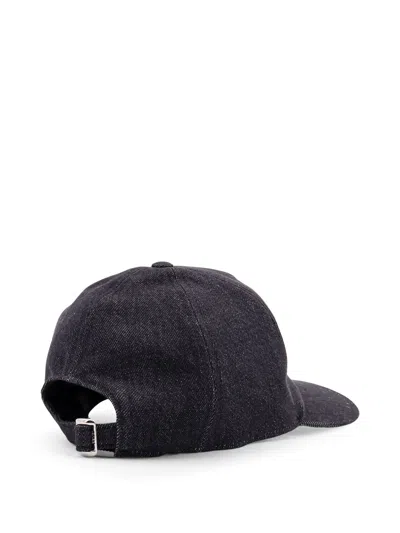 Fendi Men Denim Baseball Hat With Logo Embroidery