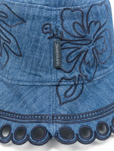 Zimmermann Embroidered Denim Bucket Hat