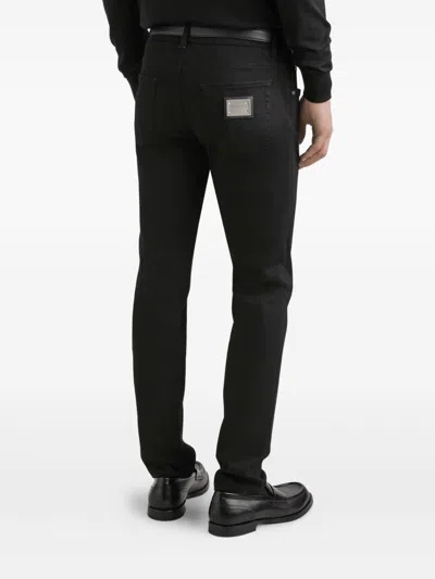 Dolce & Gabbana Classic Five-pocket Straight Leg Jeans With Front Button Fastening In Black