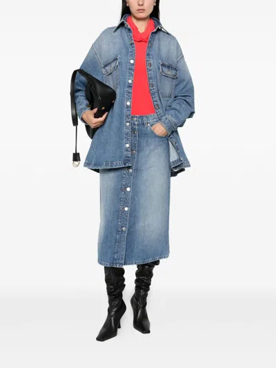 Stella Mccartney Denim Cotton Midi Skirt
