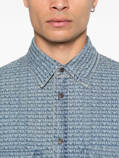 Emporio Armani Denim Cotton Shirt In Blue