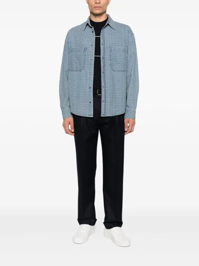 Emporio Armani Denim Cotton Shirt In Blue
