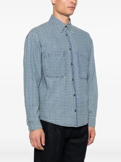 Emporio Armani Denim Cotton Shirt In Blue