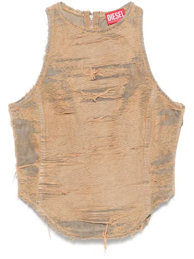 Diesel De Astro Fsg Cotton Top Destroyed Effect In Brown