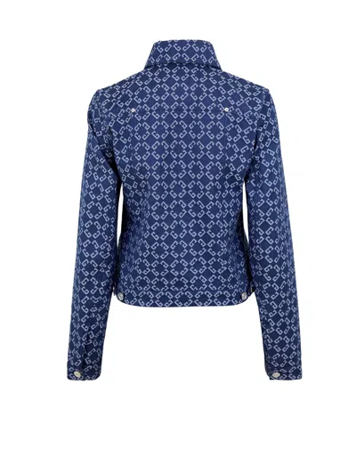 Givenchy Denim Jacket With All-over Logo In Blue