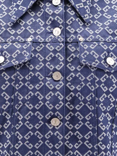 Givenchy Denim Jacket With All-over Logo In Blue