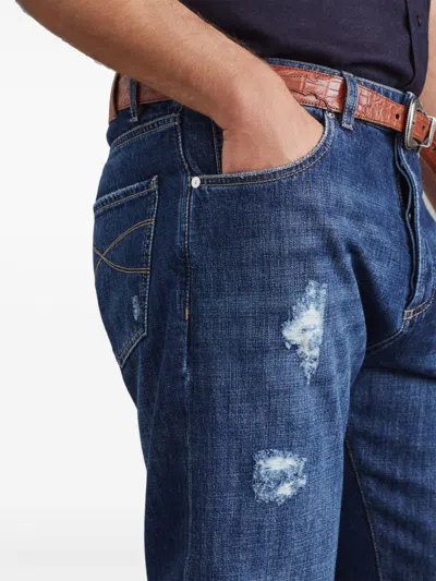 Brunello Cucinelli Distressed Denim Jeans Tears In Blue