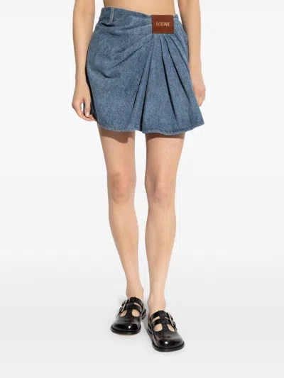 Loewe Denim Mini Skirt In Blue