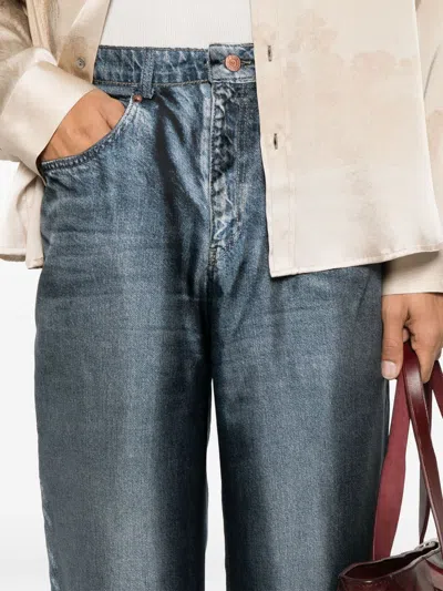 Pierre-louis Mascia Pierre Louis Mascia Denim Print Silk Trousers