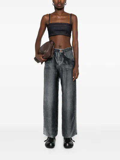Pierre-louis Mascia Pierre Louis Mascia Denim Print Silk Trousers In Gray