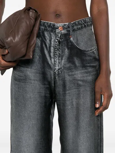 Pierre-louis Mascia Pierre Louis Mascia Denim Print Silk Trousers In Gray