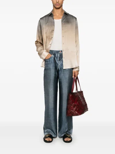 Pierre-louis Mascia Pierre Louis Mascia Denim Print Silk Trousers