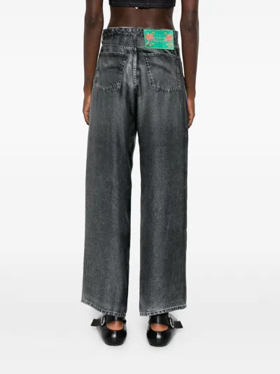 Pierre-louis Mascia Pierre Louis Mascia Denim Print Silk Trousers In Gray