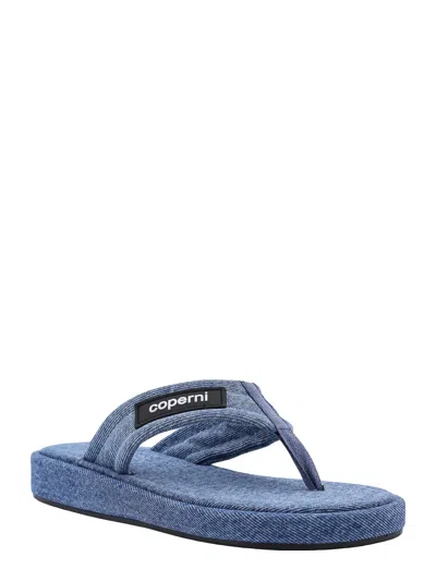 Coperni Denim Flip-flops With Logo In Blue