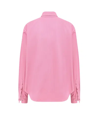 Balenciaga Distressed Long-sleeved Logo Shirt In Pink