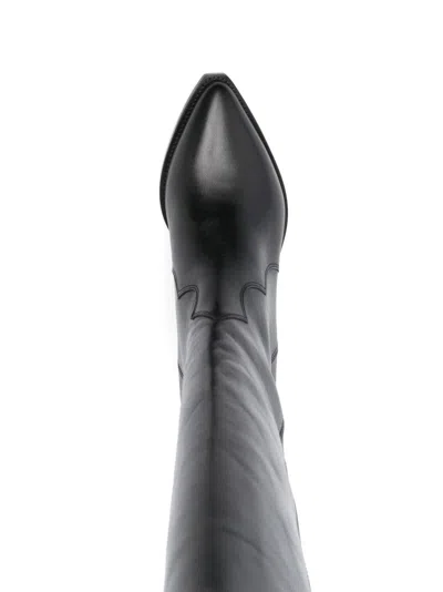 Isabel Marant Denvee Black Knee-high Boots With Medium Block Heel In Leather Woman
