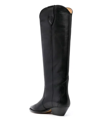 Isabel Marant Denvee Black Knee-high Boots With Medium Block Heel In Leather Woman