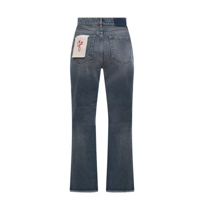 Golden Goose Derin New Cropped Flare Jeans With Back Logoed Patch In Blue
