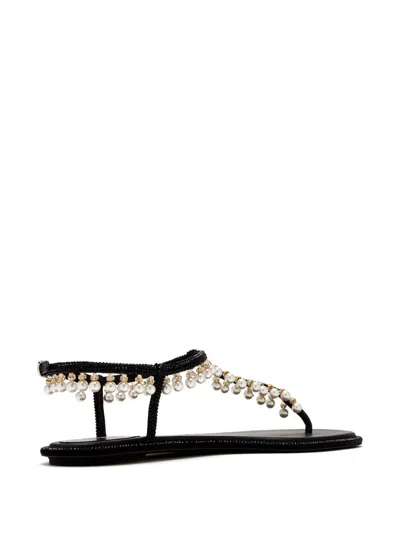 René Caovilla Flat Sandals Adorned Open Toe