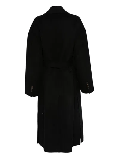 Iro Wool Coat With Belted Waist And Shawl Collar In Black