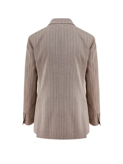 Golden Goose Diva Herringbone Virgin Wool Blazer In Brown