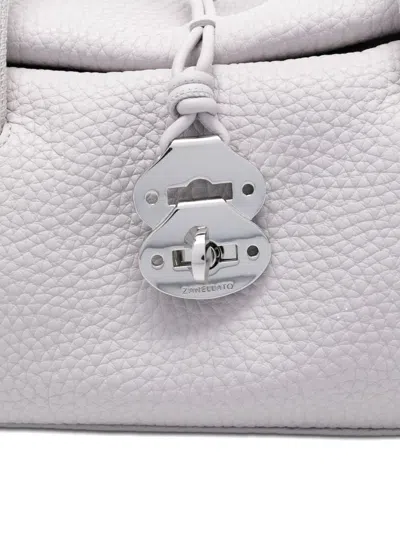Zanellato Pebbled Texture Small Leather Handbag In Gray