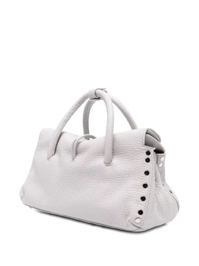 Zanellato Pebbled Texture Small Leather Handbag In Gray