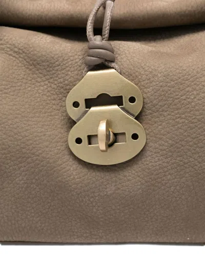 Zanellato Textured Soft Leather Shoulder Bag With Lock Closure