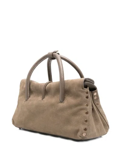 Zanellato Textured Soft Leather Shoulder Bag With Lock Closure