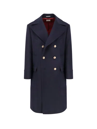 Brunello Cucinelli Martingale Double-breast Coat Men In Black