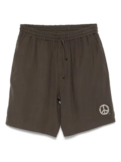 Emporio Armani Modal Fabric Bermuda Trousers In Brown