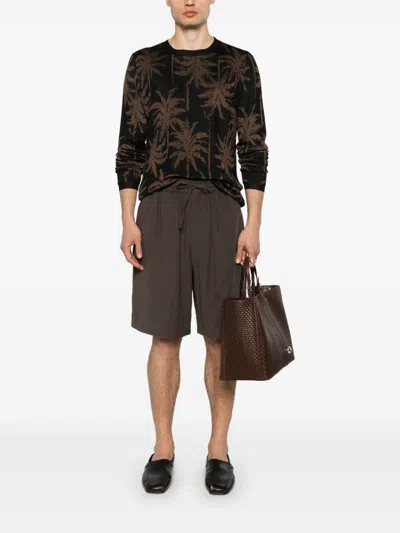 Emporio Armani Modal Fabric Bermuda Trousers In Brown