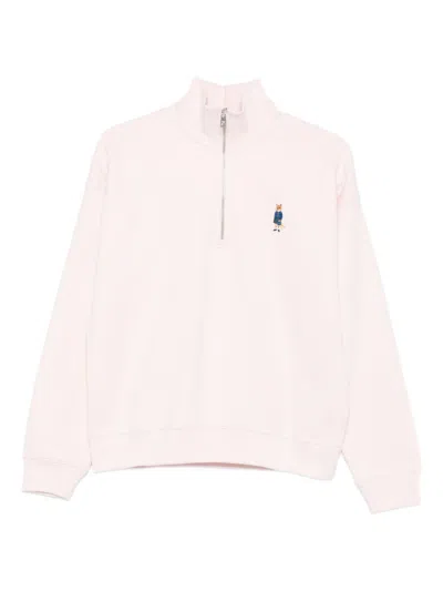Maison Kitsuné Dressed Fox High Neck And Zip Sweatshirt In Pink
